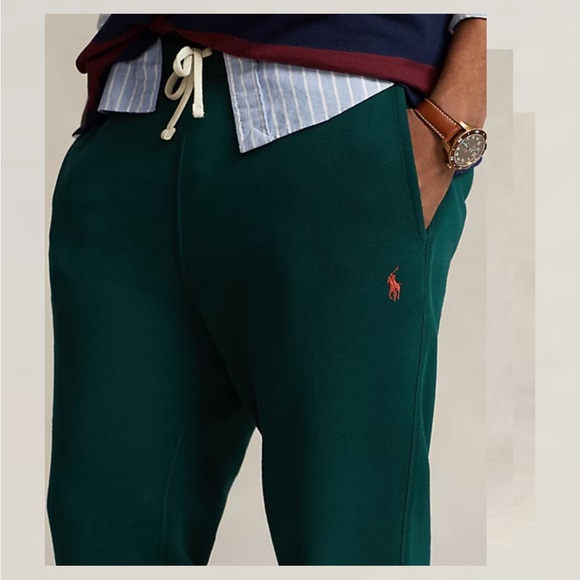 POLO RALPH LAUREN RL Athletic Fleece Sweatpants/Joggers Green Orange Pony - Picture 11 of 12